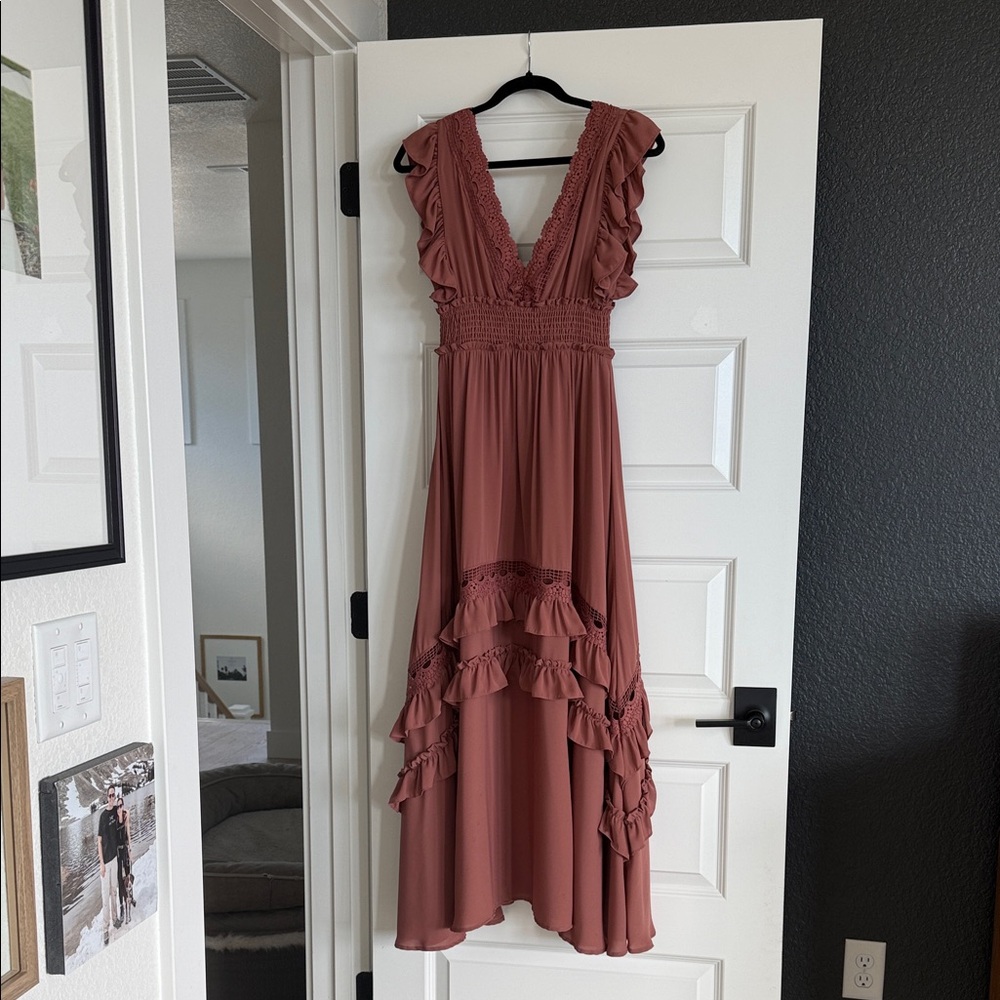Baltic Born High Low Ruffled Dress in Dusty Rose